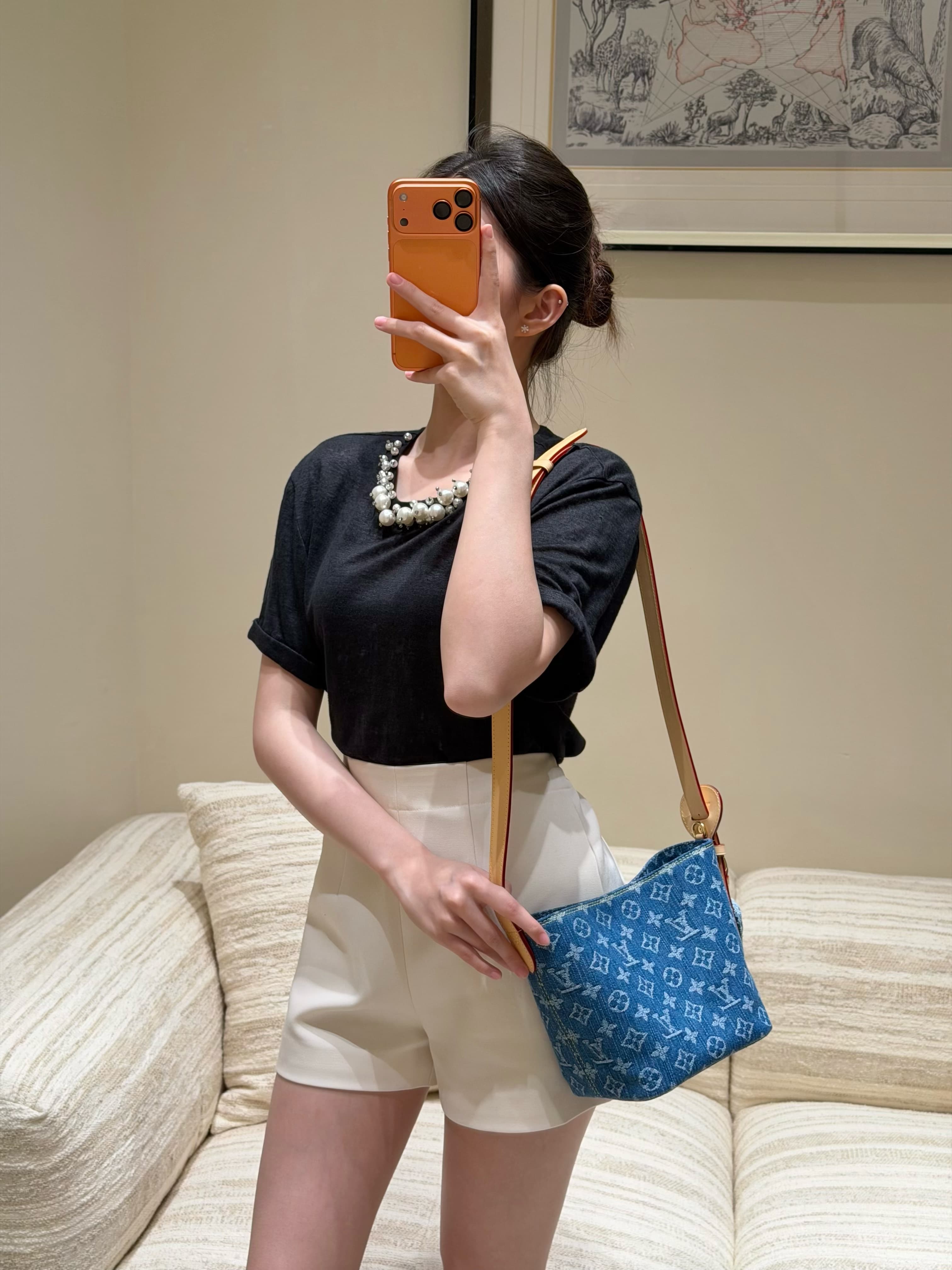 루이비통 울린버 데님 버킷백