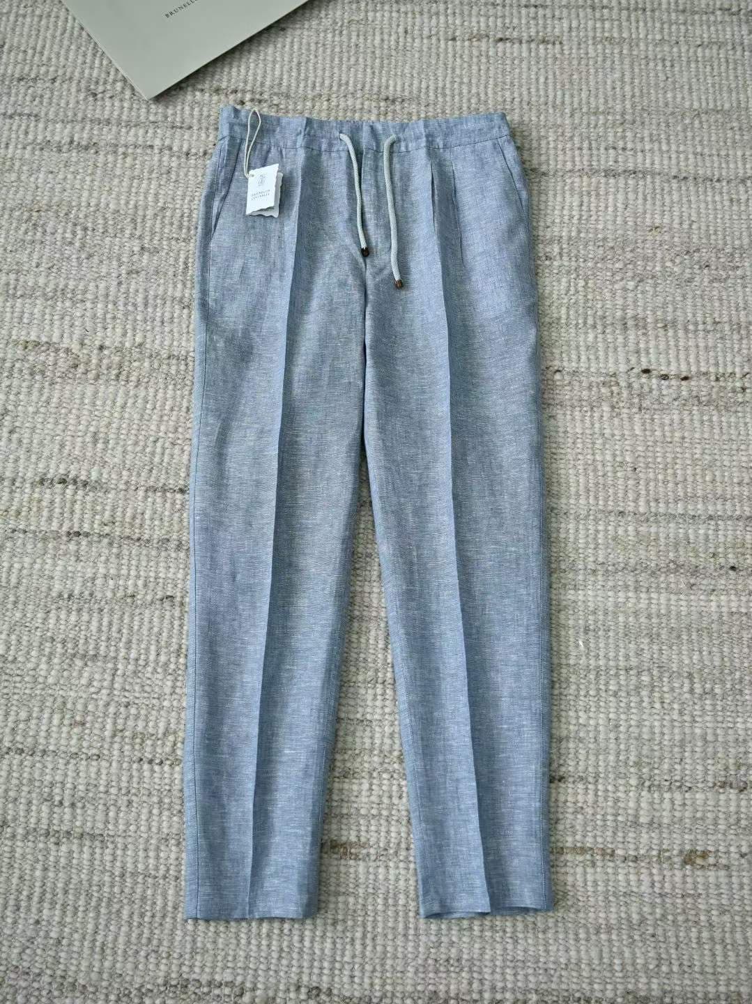 브루넬로 쿠치넬리 린넨 루즈핏 테이퍼드 팬츠