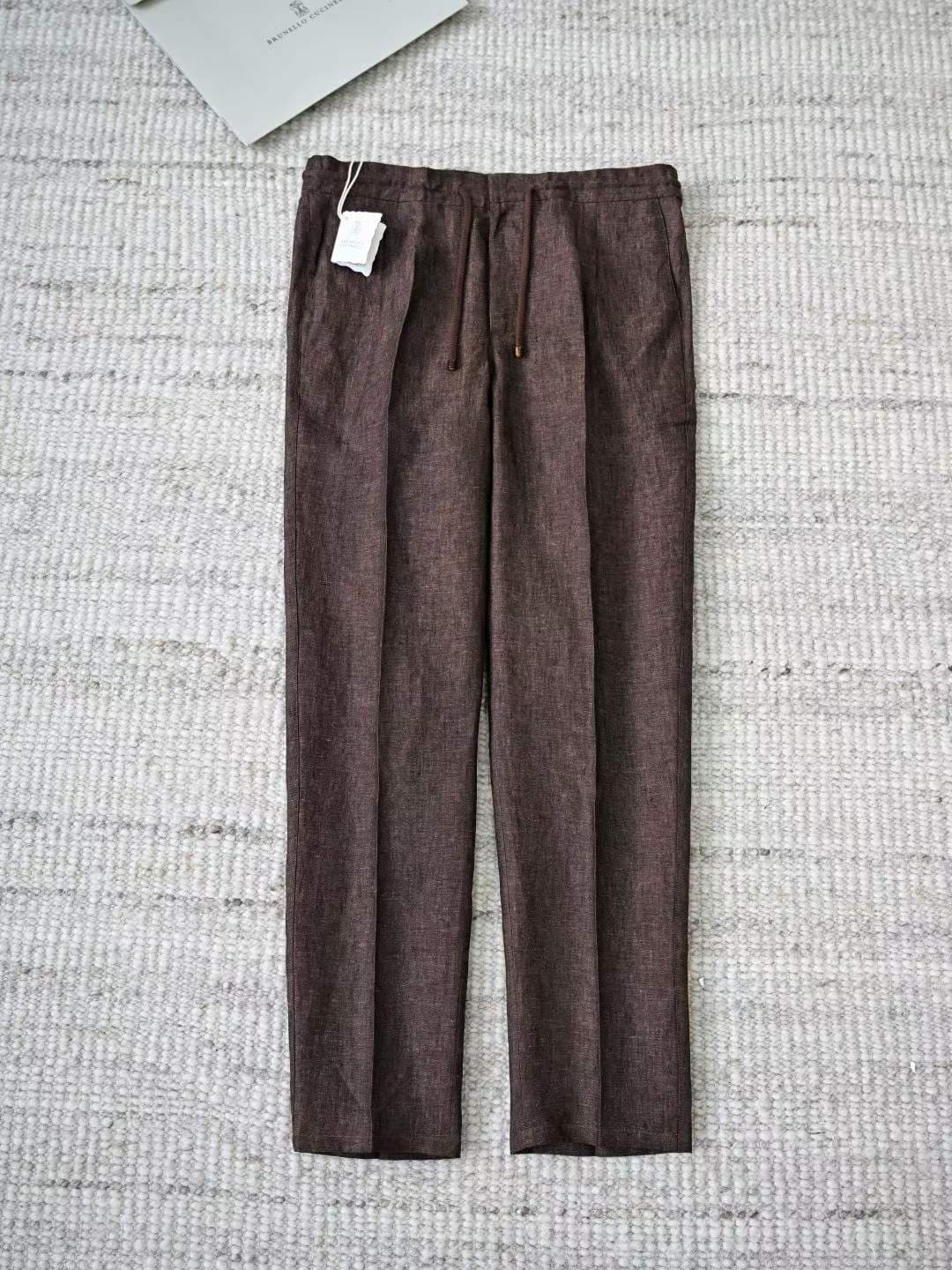 브루넬로 쿠치넬리 린넨 루즈핏 테이퍼드 팬츠